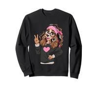 Stylish Dog Lover Cartoon Dog Glasses Graphic Playful Trippy Sweatshirt