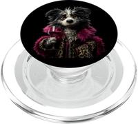 Stylish Dog Portrait Fashion Pet Pink Wine Glass Graphic PopSockets PopGrip for MagSafe