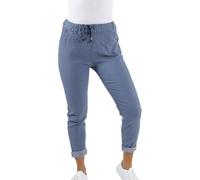 Stylish Doll Women’s Magic Pants - Plain High Elasticated Adjustable Waist Ladies Turn Up Trousers Stretch Bottoms with 2 Pockets Italian Casual Joggers Plus Size Pants (Denim, UK 22)