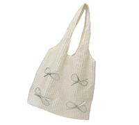 Stylish Dot Bows Adorned Casual Shoulder Bag Lightweight Polyester Underarm Bags Casual Handbag for Women Daily Use Stylish Polyester Shoulder Bag