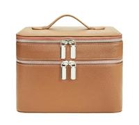 Stylish Double Layer Cosmetic Bag PU Leather Waterproof Design Roomy Interior for All Your Beauty Items Large Capacity Beauty Bag