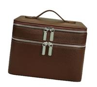 Stylish Double Layer Cosmetic Bag PU Leather Waterproof Design Roomy Interior for All Your Beauty Items Large Capacity Beauty Bag