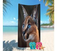 Stylish Double Sided Quick Dry Beach Towels 80x160 cm Animals Caracal Close-Up Microfibre Printed Sand-Free Bath Towel Oversized Travel Towel Brown Perfect for Swimming, Beach, Camp, Travel