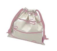 Stylish Drawstring Cosmetic Bag Beautiful Large Cotton Pocket Bowknot Pouches with Drawstring Closure for Women
