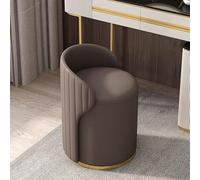Stylish Dressing Chair with Backrest PU Leather Solid Wood High Resilience Stool for Makeup Room & Bedroom - Elegant Brown Accent Furniture