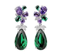 Stylish Drop Shaped Copper Texture Comfortable to Wear Women Zircon Drop Earrings