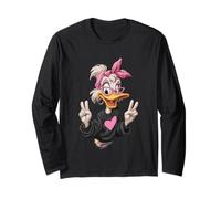 Stylish Duck Cartoon Funny Animal Pink Bandana Playful Sharp Long Sleeve T-Shirt