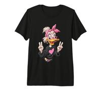Stylish Duck Cartoon Funny Animal Pink Bandana Playful Sharp Premium T-Shirt