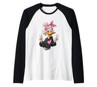 Stylish Duck Cartoon Funny Animal Pink Bandana Playful Sharp Raglan Baseball Tee