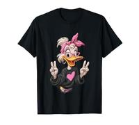 Stylish Duck Cartoon Funny Animal Pink Bandana Playful Sharp T-Shirt