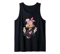 Stylish Duck Cartoon Funny Animal Pink Bandana Playful Sharp Tank Top