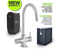 Stylish & Durable Norton Stainless Steel Square 4-In-1 Tap Spout Filtered Boiling, Chilled, And Ambient Water Filter