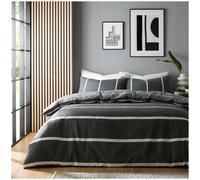 GC GAVENO CAVAILIA King Size Duvet Cover Sets 3 Piece | Polycotton Bedding Quilt Covers with Pillowcases | Reversible King Size Bedding (230x220 cm) | Geometric Bed Covers | Black/Charcoal