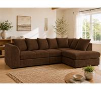 Stylish Dylan Jumbo Cord Sofa - Brown 5 Seater Rh