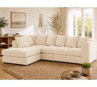 Stylish Dylan Jumbo Cord Sofa - Cream 5 Seater Lh