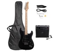 Stylish Electric Guitar with Black Pickguard - Right Handed Starter Kit Accessories Includes Bag, Strap, Amplifier, Power Wire, Plectrum, and Tremolo Bar