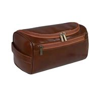 Stylish Embossed Leather Travel Cosmetic Organizer Hook Design Roomy Interior for Toiletries and Makeup(Brown)