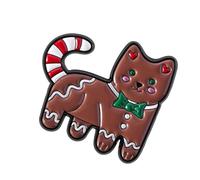 Stylish Enameled Gingersnap Cookie Brooch Lovely Kitten Bowknot Christmas Pin For Backpack Hat Decoration Gift Holiday Brooch For Friend