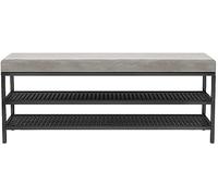 Stylish Entryway Storage Bench with Cushion 2-Tier Shoe Rack Wrought Iron Frame Perfect for Small Spaces Foyer & Bedroom Organizer Gray Shoe Stool