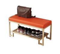 Stylish Entryway Storage Bench with Cushion SpaceSaving Shoe Rack Metal Shelf for Shoes Elegant Decor for Living Room Hallway Balcony (Gold Legs)