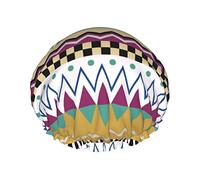 Stylish Ethnic Seamless Pattern Waterproof Shower Cap,Elastic Bathing Hair Cap Environmental Protection Hair Bath Caps, Double WaterproofBathing Shower Hat