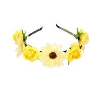 Stylish Fabric Flower Hairhoop with Leaves Birthday Party Gathering Headband Garlands Hairband for Various Event