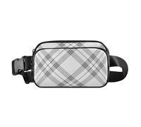 Stylish Fanny Pack Waist Bag for Women Men Teenagers Waterproof Sling Bag Travel Essential with, Black Buffalo Plaid Check Tartan Scotland White, 8" x 5.3" x 2.3", Retro, Black Buffalo Plaid Check