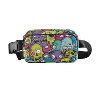 Stylish Fanny Pack Waist Bag Women Men Adults Cartoon Zombie Graffiti Colorful Multipurpose Croose Body Purse with Adjustable Strap for Workout Running Hiking, cartoon zombie Graffiti colorful, 8" x