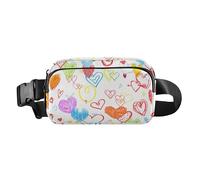 Stylish Fanny Pack Waist Bag Women Men Valentine's Day Colorful Hearts Line Art Large Capacity Crossbody Passport Bag with Adjustable Strap for Cycling Hiking Gym, Valentine's Day colorful hearts Line