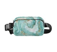 Stylish Fanny Waist Pack for Women Men Teens Large Capacity Running Belt Bag Waist Pack with Adjustable Strap for Travel Shopping Running Turquoise and Golden Marble