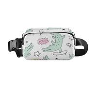 Stylish Fanny Waist Pack for Women Men Waterproof Crossbody Belt Bag with Adjustable Strap for Travel Shopping Running Cute Cartoon Hand Drawn Crocodile