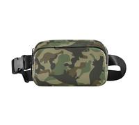Stylish Fanny Waist Pack Women Men Adults Dinosaur Khaki Army Camouflage Small Bum Belt Bag with Adjustable Strap for Travel Running Hiking, Dinosaur Khaki Army Camouflage, 8" x 5.3" x 2.3", Art Deco
