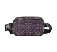 Stylish Fanny Waist Pack Women Men Merry Christmas Ethnic Purple Water Resistant Sling Bag Travel Essential with Adjustable Strap for Cycling Hiking Gym, Merry Christmas3, 8" x 5.3" x 2.3", Retro