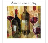Stylish Fathers Day Card Wine Bottles Alcohol Relax Dad - Quality Greeting Card