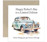 Stylish Father's Day Cards for Dad - 'You're a Limited Edition' Classic Car Design for Men - Traditional Whitty Funny and Humorous Gifts for Him from Adult Son or Daughter - Stepdad Grandad Husband