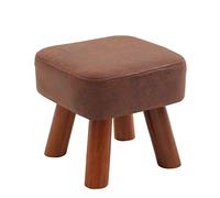 Stylish Faux Leather Foot Stool for Living Room & Bedroom Upholstered Pouffe Chair with Wooden Legs Versatile Shoe Change Stool - Lucky Star Design