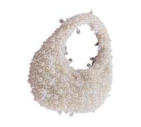 Stylish Faux Pearls Embellished Top Handle Purse Casual Handbag Contemporary Structured Evening Bag Everyday Use