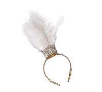 Stylish Feathered Headband with Sturdy Rhinestones Gold Extravagant Hair Accessory Portable for Trendyt Women Ladies