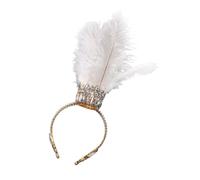Stylish Feathered Headband with Sturdy Rhinestones Gold Extravagant Hair Accessory Portable for Trendyt Women Ladies
