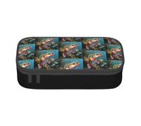 Stylish Fish Printed Zipper Pencil Case Large Capacity Multi-Functional Organizer Aesthetic Cosmetic Bag Portable Pen Pouch For Organizing Pencils Makeup Accessories And School Office College