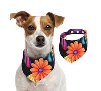 Stylish Flowers Pet Scarf Dog Bandanas Spring Summer Soft Cotton Puppy Scarfs Adjustable Accessories for Small Medium Large Girl Boy Pup Large
