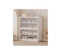 Stylish Foldable 3 Tier Shoe Rack - Space Saving White Shoe for Hallway - Modern Shoe Storage Solution (71 x 64 cm) Perfect for Entryway & Home Use