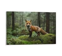 Stylish Fox Art Print on Canvas Serene Forest Scene with Moss Wildlife Poster 20x30inch(50x75cm)