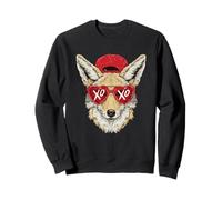 Stylish Fox Coyote with Heart Sunglasses Trendy Animal Art Sweatshirt
