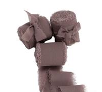 Stylish Frayed Satin Chiffon Ribbon for Wedding Bouquets 4CM x 5M, Vibrant Colors (brown)