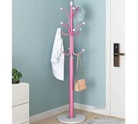Stylish Free-Standing Coat Rack with Stable Round Marble Base - Metal Hat Hanger for Coats Backpacks Umbrellas & Purses - Modern Pink Coat Stand
