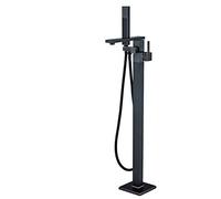 Stylish Freestanding Bathtub Faucet with Hand Shower - Floor Mounted Single Handle Mixer Tap for Clawfoot Bath - Chrome & Black Bronze Shower Set for Elegant Bathroom Decor