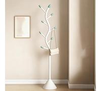 Stylish Freestanding Coat Rack with Natural Metal Base & 8 Hooks - Tree-Shaped Design for Small Spaces, Perfect for Bedroom, Hallway, Office, Living Room, Hotel Entryway Storage