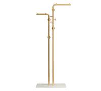 Stylish Freestanding Metal Garment Rack with Marble Base & 5 HooksEasy Assembly Clothes Hanger for Bedroom & Entryway (Color: Gold & White)