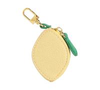 Stylish Fruit Shaped Keychain Coin Purse with Leaf Accent PU Leather Secure Zippere Closure Compact Giftfor Women Girls Compact Keychain Accessory with Clip